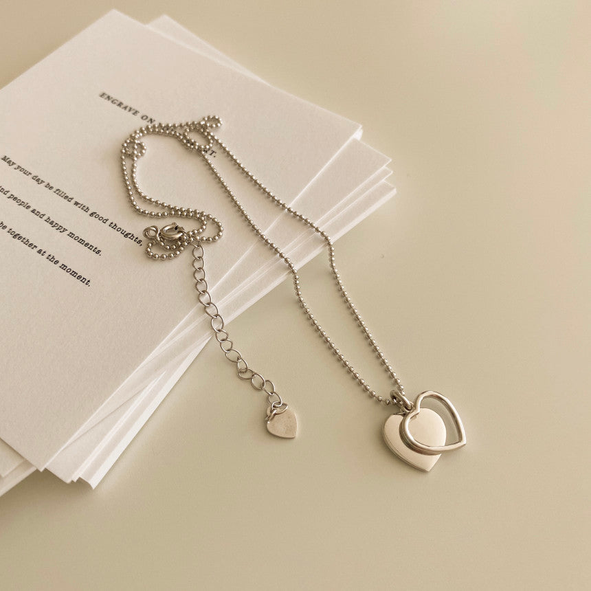 [mattoi] Double Heart Charm Necklace