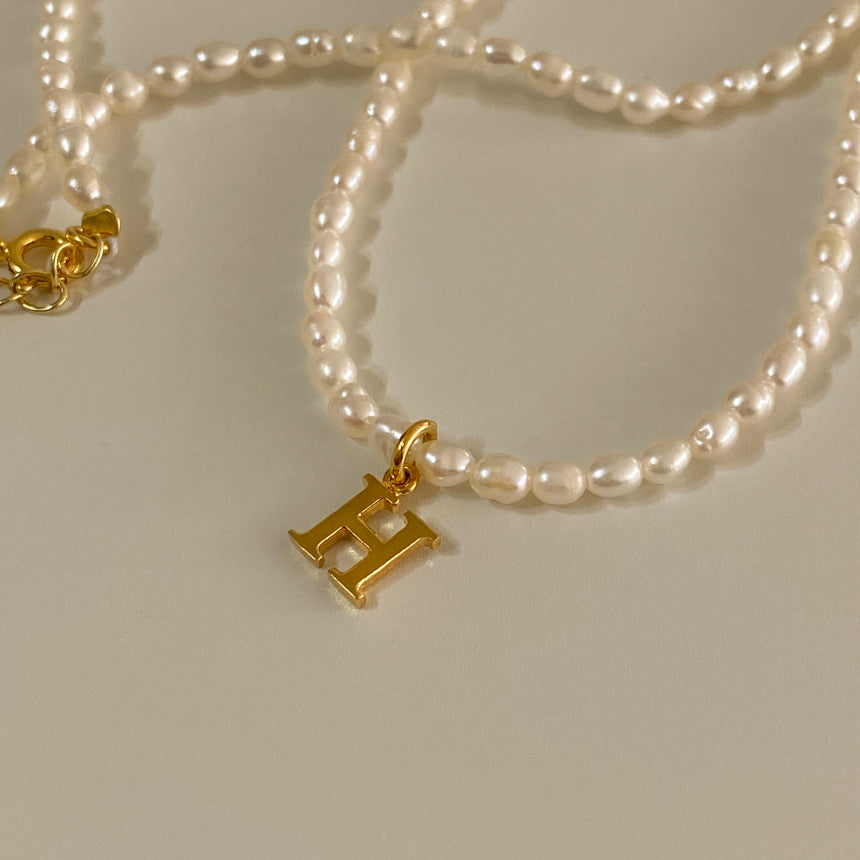 [mattoi] Pearl Initial Necklace