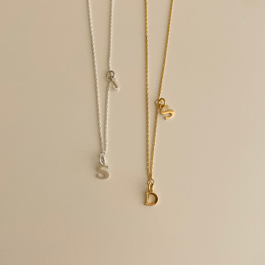 [mattoi] Double Mini Initial Necklace