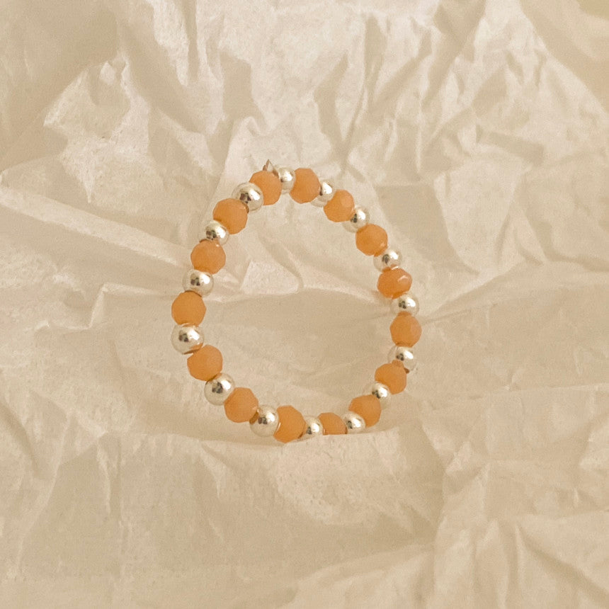 [mattoi] Crystal Beads & Silver Ball Layer Ring