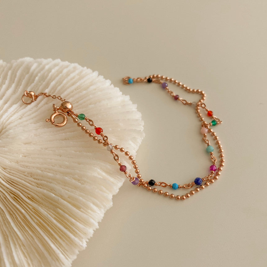 [mattoi] Multi Gemstone Layered Bracelet