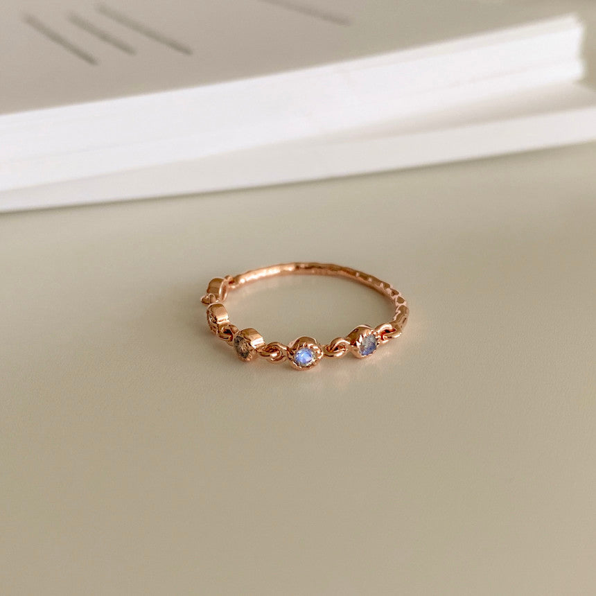 [mattoi] Half Chain Gemstone Ring